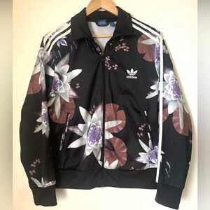 Adidas Firebird Lotus Flower Track Jacket Floral  Womens US sz Large Preowned